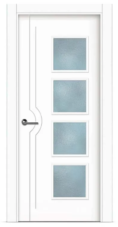 Puerta de madera lacada en blanco L1 con 4 ventanas