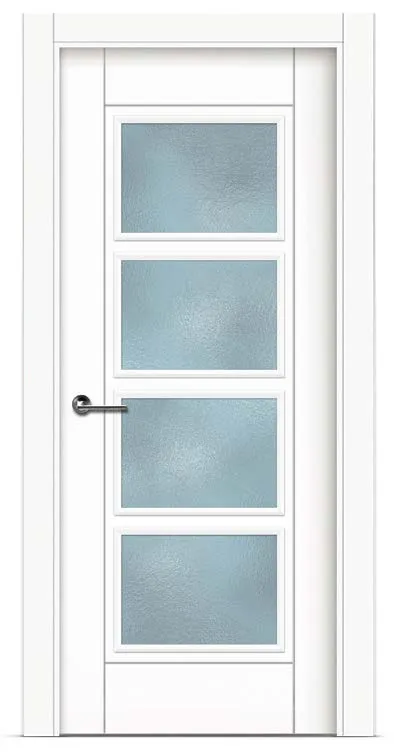 Puerta de madera lacada en blanco L2 con 4 ventanas